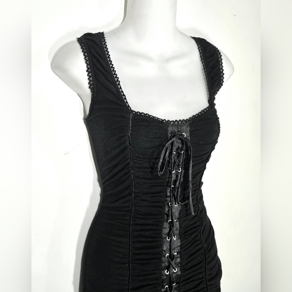 Guess Tops - Guess Black Ruched Corset Tank Top